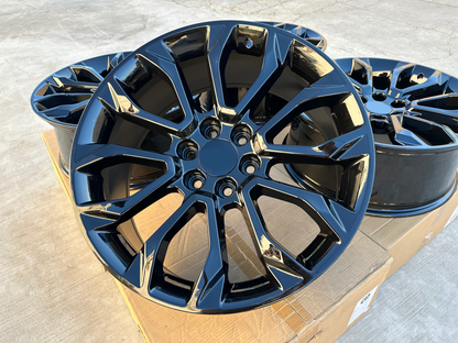 22X9.0 Gloss Black - Fits Chevrolete Silverado 1500,  Tahoe, Suburban, Avalanche, Express Van 1500 GMC Sierra K1500, Safari, Savanna Van, Yukon, Denali Cadillac Escalade