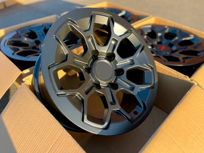 17X8.0 Matte Black Pro Wheels - Fits Toyota TRD Tacoma, 4Runner, FJ Cruiser, Sequoia, Tundra, Lexus LX600/GX550